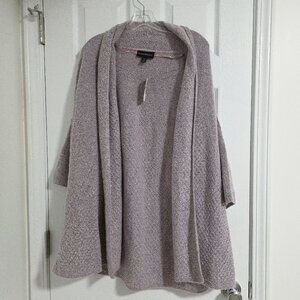 Lane Bryant Sweater Women 14/20 Purple Soft Cozy Chunky Open Cardigan